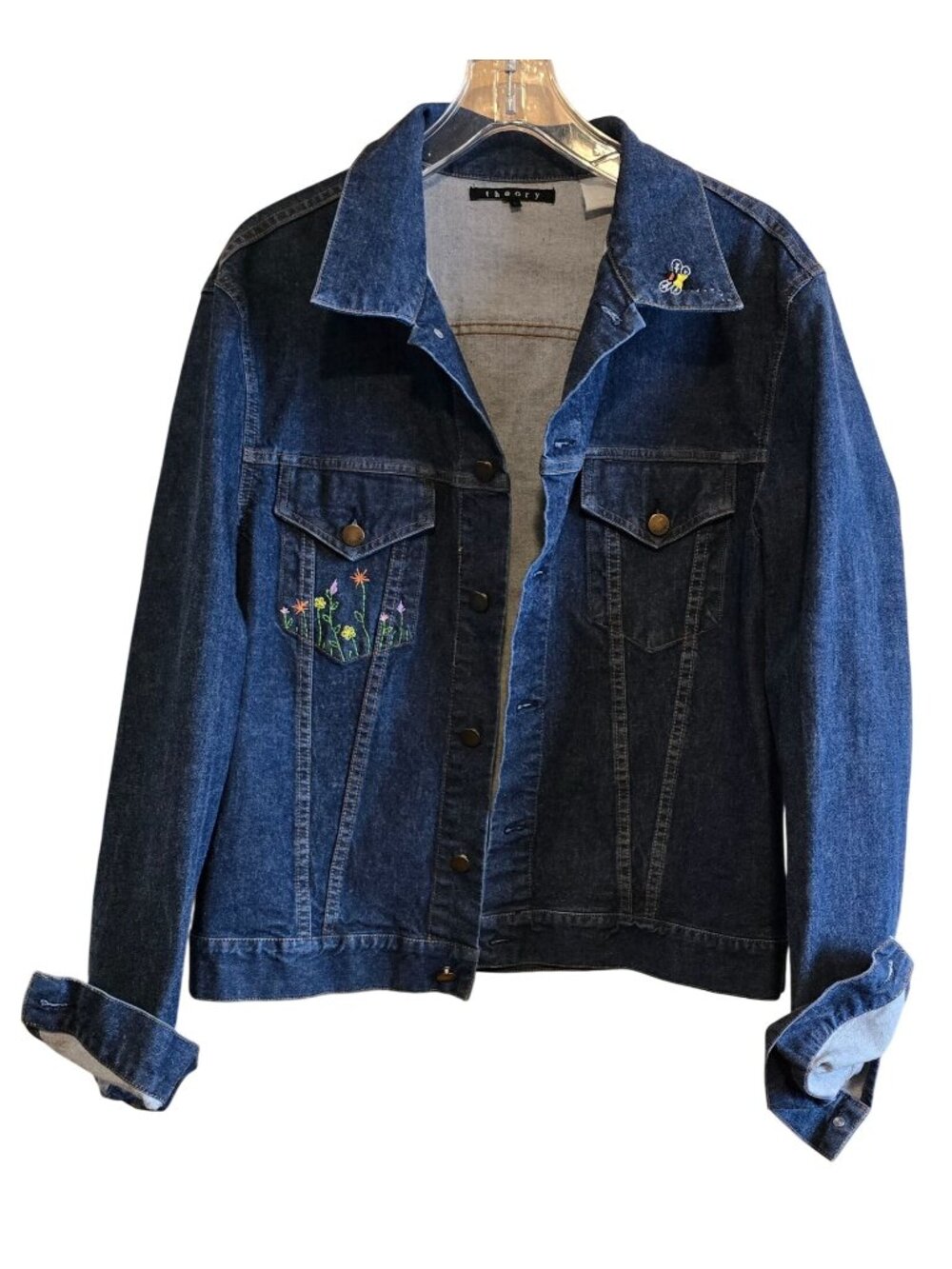 Liberty Embroidered Denim Jacket Bee and flowers Detail Cute cottagecore